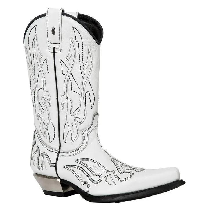Embroidered Flame Colorblocked Knee-High Boots Fashionable Pointed Toe Thick-Heel Knight Botines Large-Size Men Botas Femininas