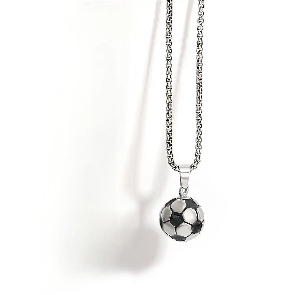 Flashbuy Stainless Steel Soccer Football Pendant Necklace for Men & Women