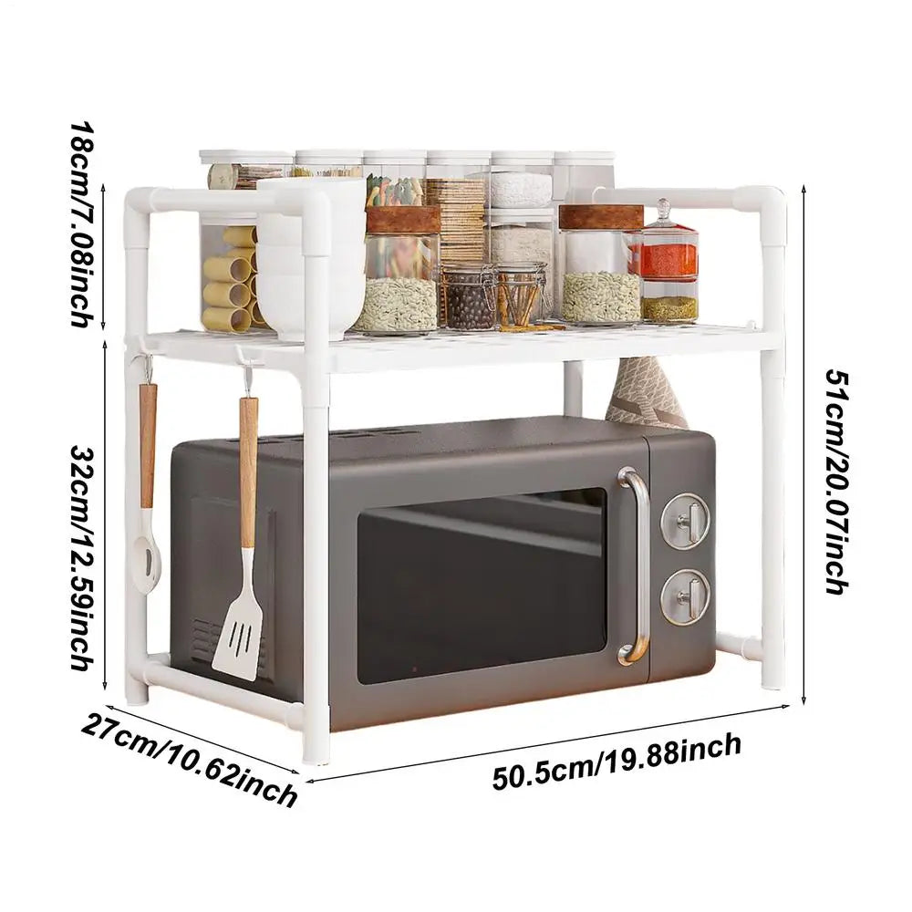 HypeHub Multi-Layer Metal Microwave Oven Rack – Adjustable Kitchen Storage