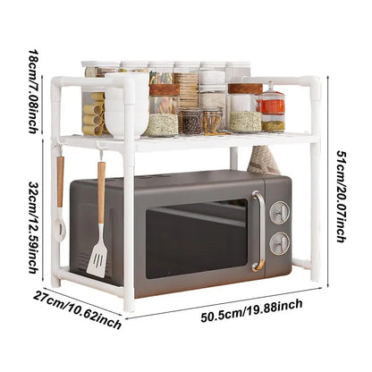 HypeHub Multi-Layer Metal Microwave Oven Rack – Adjustable Kitchen Storage