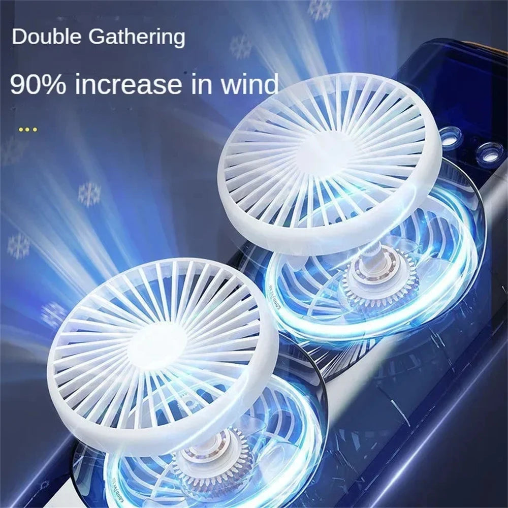 2 In 1 Dual Fan Three Hole Spray Humidification Fan Summer Office Home Air Cooling Fan With 7 Colorful Night Lights Humidifier