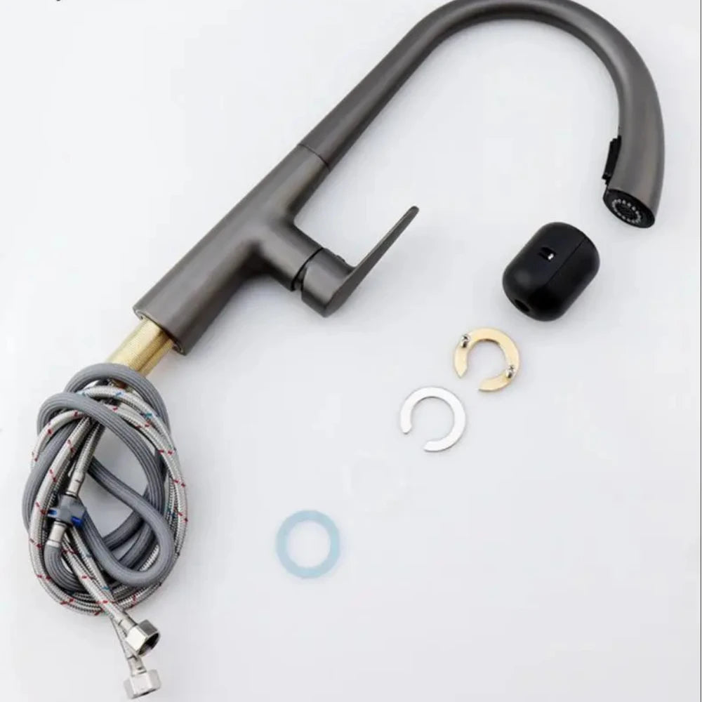 HypeHub Pull-Out Kitchen Faucet – Single Handle Hot & Cold Mixer