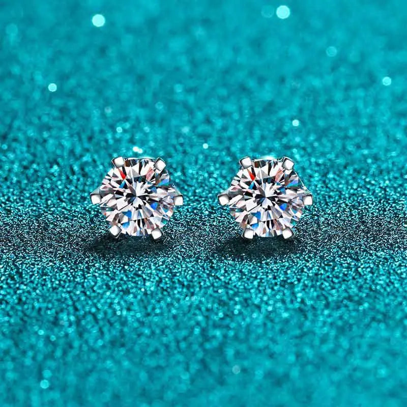 NeeTim 2 Carat Moissanite Stud Earrings for Women – 925 Sterling Silver