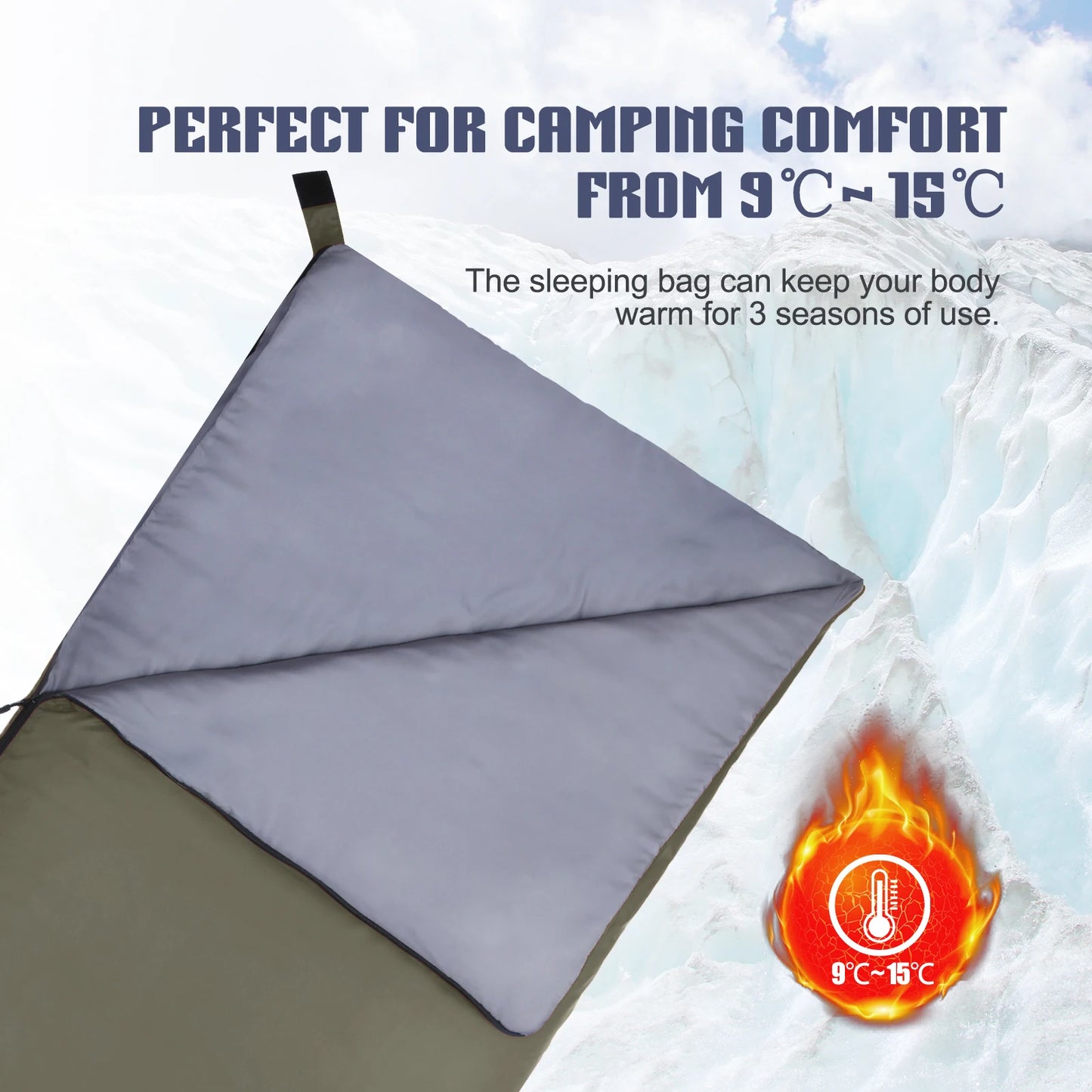Lixada 190 * 75cm Outdoor Envelope Sleeping Bag Camping Travel Hiking Multifunction Ultra-light 680g