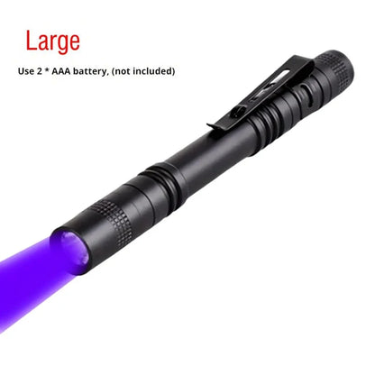 395nm UV Flashlight Ultraviolet Torch With Pen Clip Portable Violet Light Pet Urine Scorpion Detector UV Lamp Use AAA Batteries