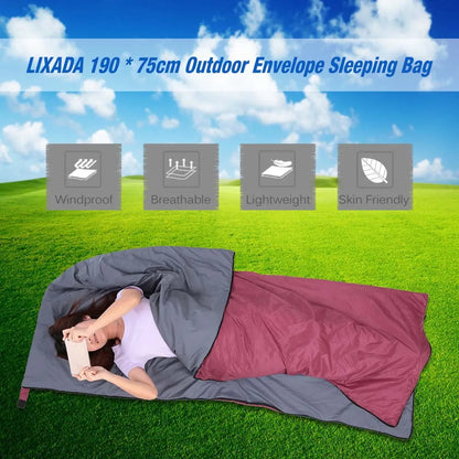 Lixada 190 * 75cm Outdoor Envelope Sleeping Bag Camping Travel Hiking Multifunction Ultra-light 680g