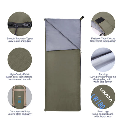 Lixada 190 * 75cm Outdoor Envelope Sleeping Bag Camping Travel Hiking Multifunction Ultra-light 680g