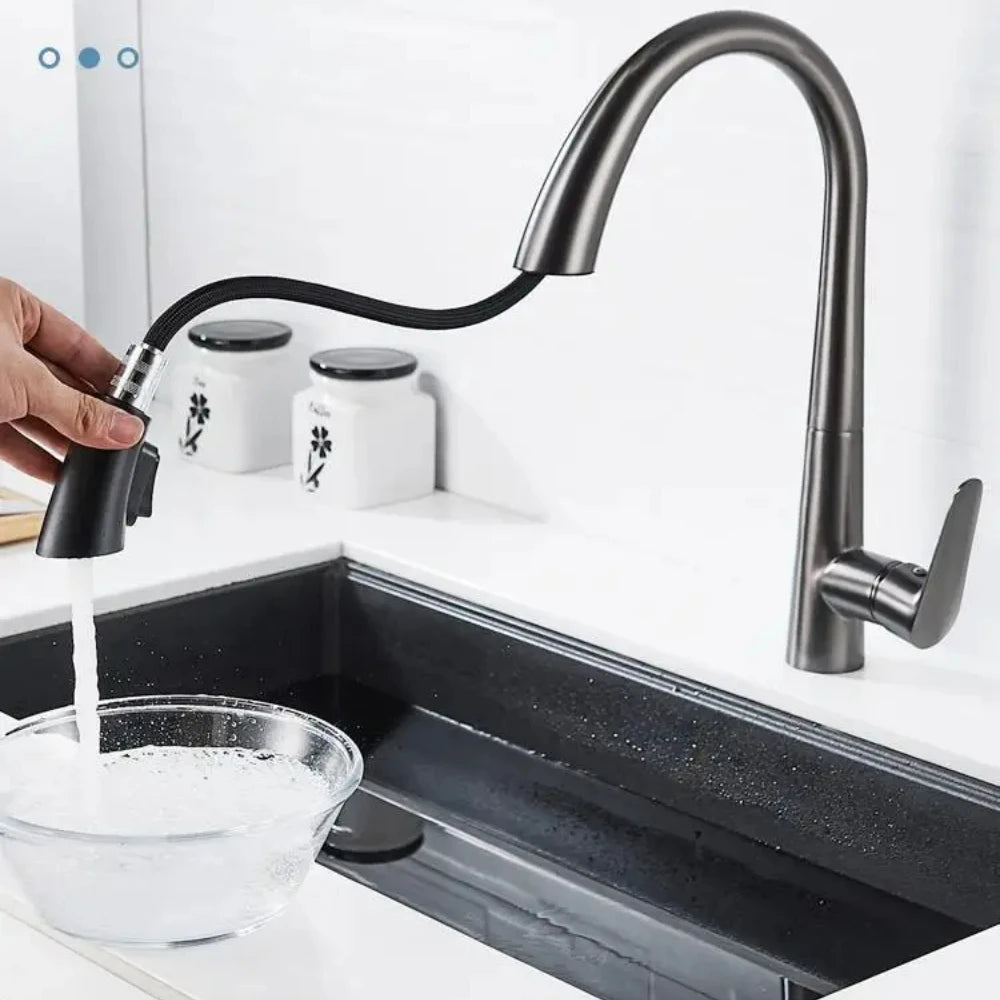 HypeHub Pull-Out Kitchen Faucet – Single Handle Hot & Cold Mixer