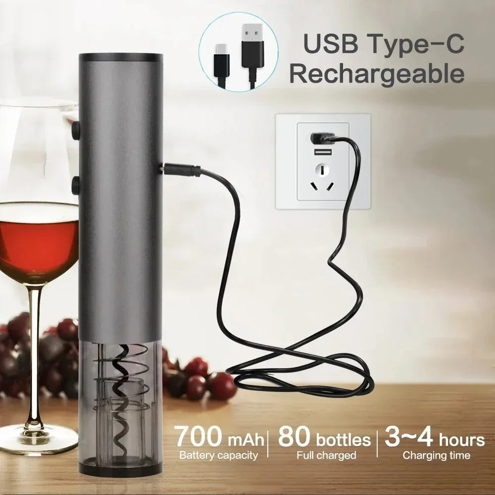 FENSTOEN Electric Wine Bottle Opener – USB Rechargeable Automatic Corkscrew