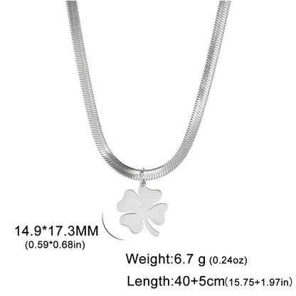 HIPEE Lucky Four-leaf Clover Pendant Necklace – Stainless Steel Snake Chain