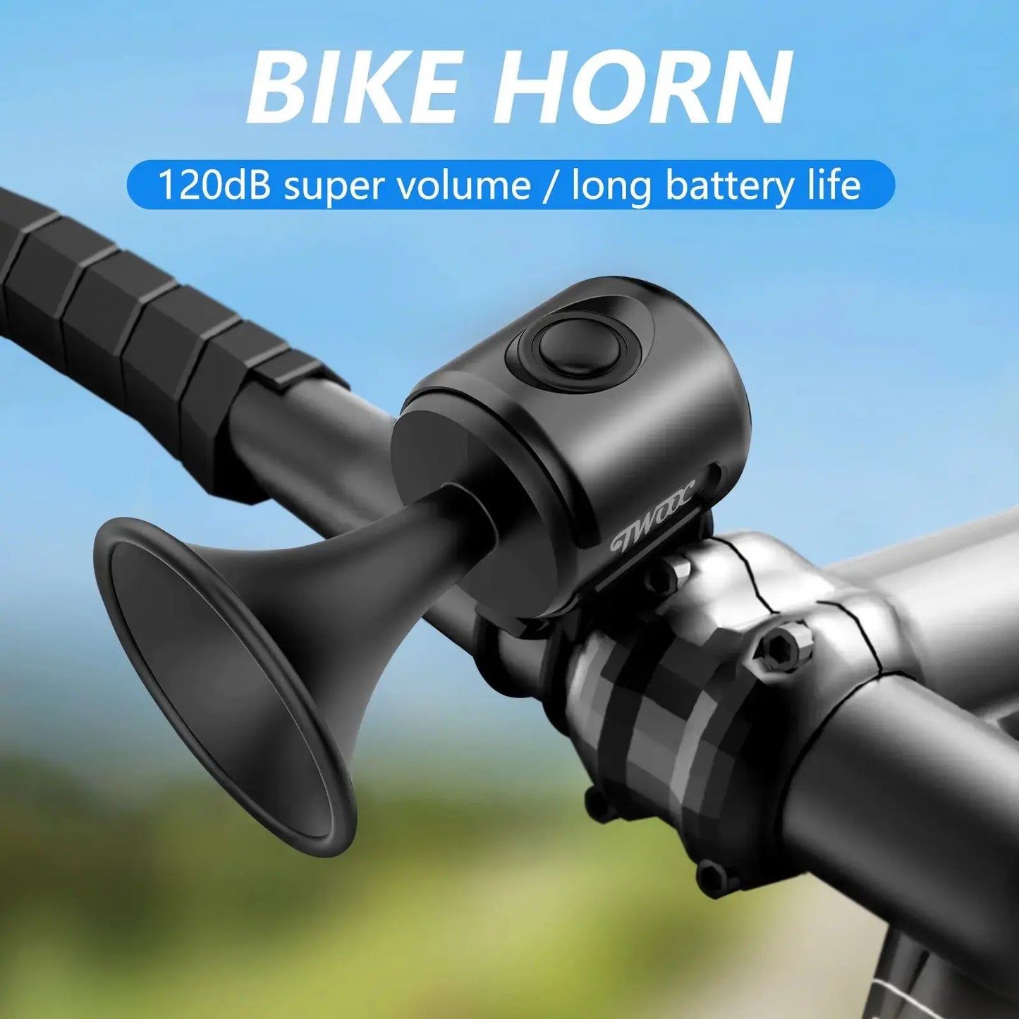 TWOOC 120dB Electric Bicycle Horn – Loud Warning for Road & MTB Bikes