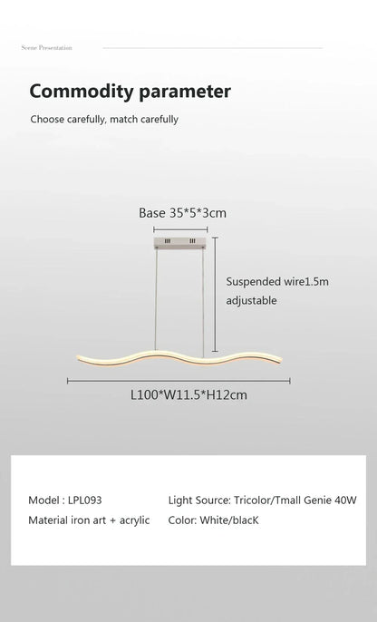 Qyartistry Modern LED Chandelier – Polished Chrome Linear Pendant Lamp