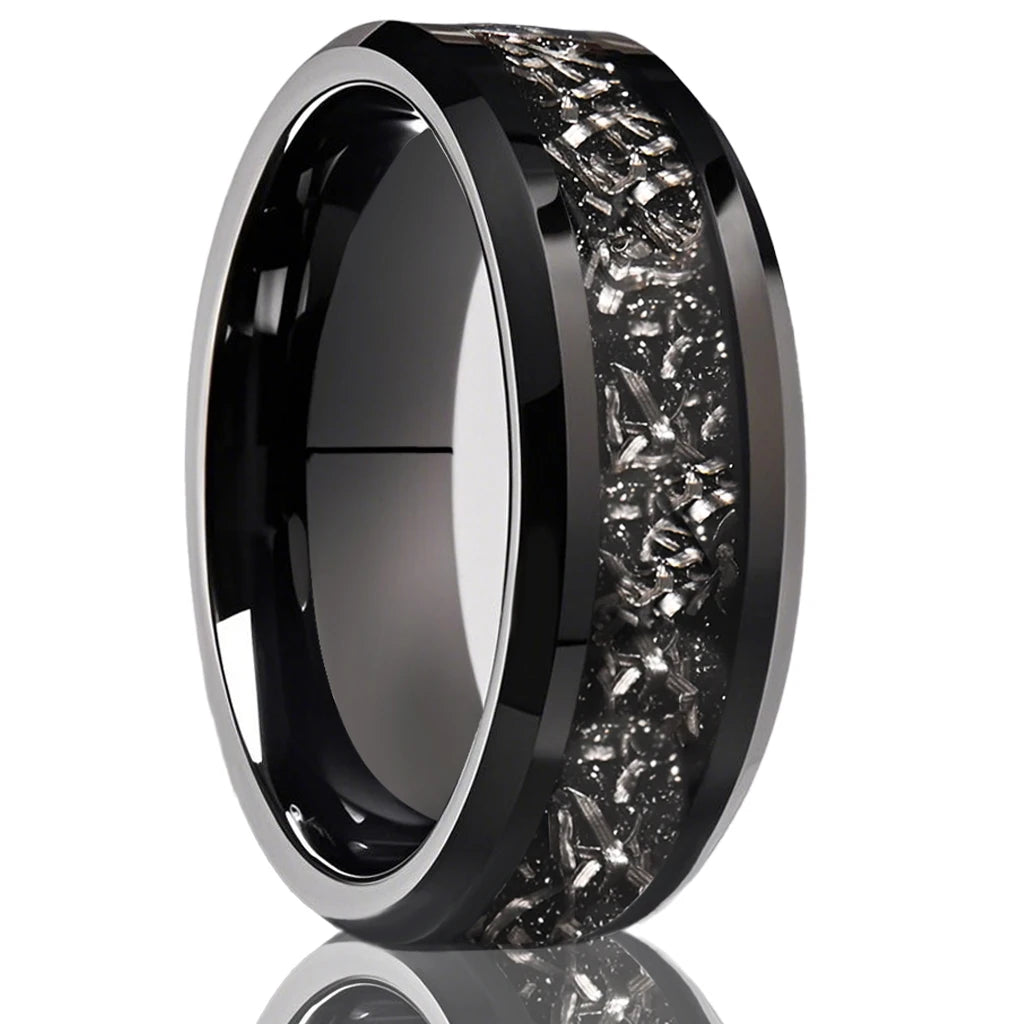 HypeHub Men's Tungsten Carbide Wedding Band – Meteorite Engagement Ring
