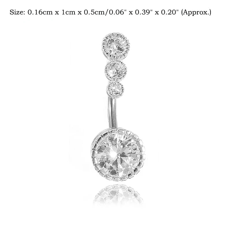 BLUELANS Rhinestone Double Cross Dangle Navel Ring – Surgical Steel Belly Button Piercing
