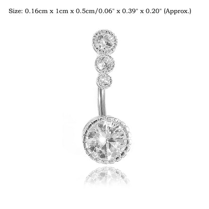 BLUELANS Rhinestone Double Cross Dangle Navel Ring – Surgical Steel Belly Button Piercing