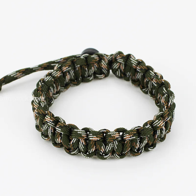 Adjustable Men Women Survival Emergency Bracelet Paracord Bracelet Weaving Wristband for Camping Hiking Outdoor Tool Accessories