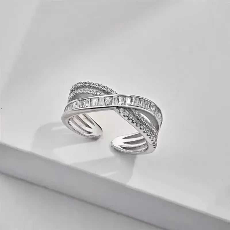 MOONBIFFY Gold Stainless Steel Cross Zircon Wedding Band Ring for Women