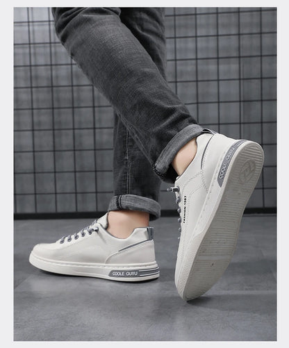 Men's Casual Leather Sneakers Waterproof Vulcanized Shoes Men Comforthable Spring Sneakers Casual Shoes zapatos altos hombre