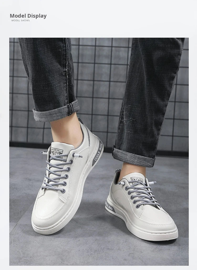 Men's Casual Leather Sneakers Waterproof Vulcanized Shoes Men Comforthable Spring Sneakers Casual Shoes zapatos altos hombre