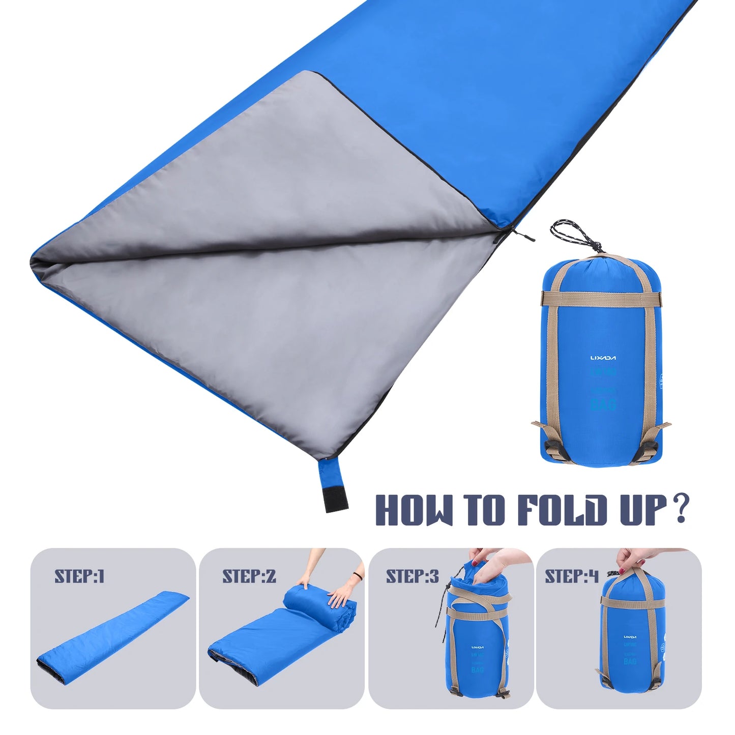 Lixada 190 * 75cm Outdoor Envelope Sleeping Bag Camping Travel Hiking Multifunction Ultra-light 680g