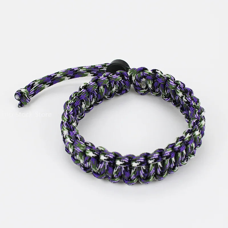 Adjustable Men Women Survival Emergency Bracelet Paracord Bracelet Weaving Wristband for Camping Hiking Outdoor Tool Accessories