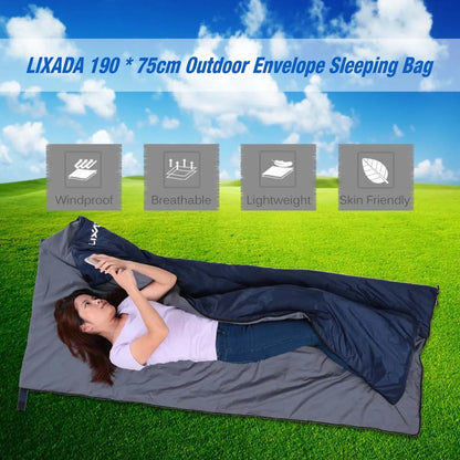 Lixada 190 * 75cm Outdoor Envelope Sleeping Bag Camping Travel Hiking Multifunction Ultra-light 680g