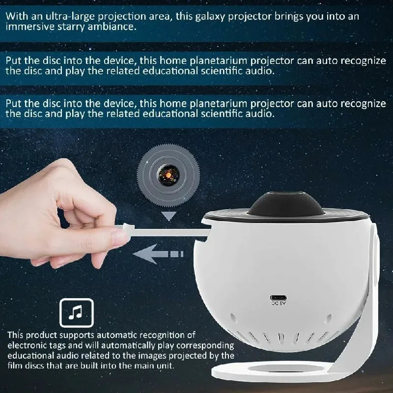 Galaxy Projector for Bedroom, HD Image Star Projector Galaxy Light Adjustable Knob, 13 Film Discs Planetarium Projector for Kids
