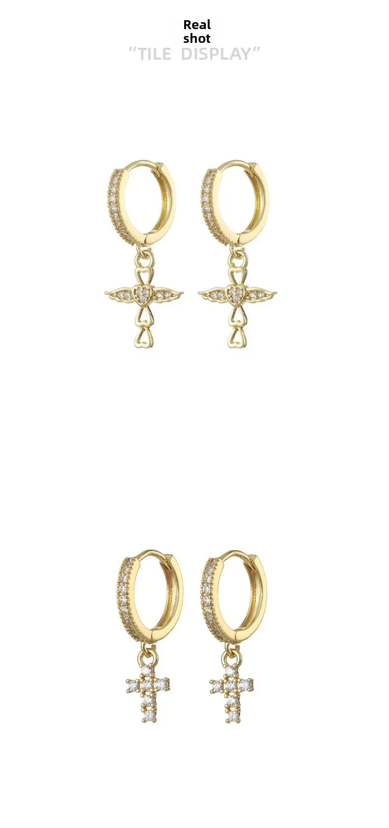 HypeHub Color Diamond Cross Hoop Earrings – American Style Ear Clip