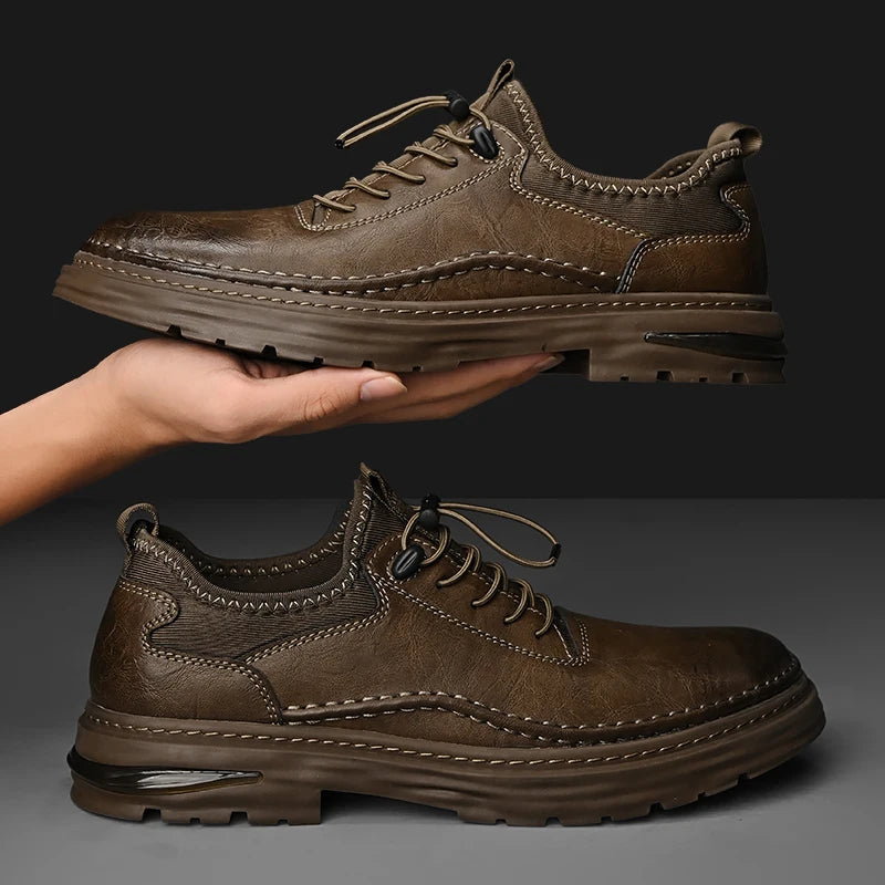 Solid Color Casual Board Shoes Versatile Trendy Sports Sneakers Fashion Lace Up Mens Oxford Shoes Retro Style Male Business Shoe