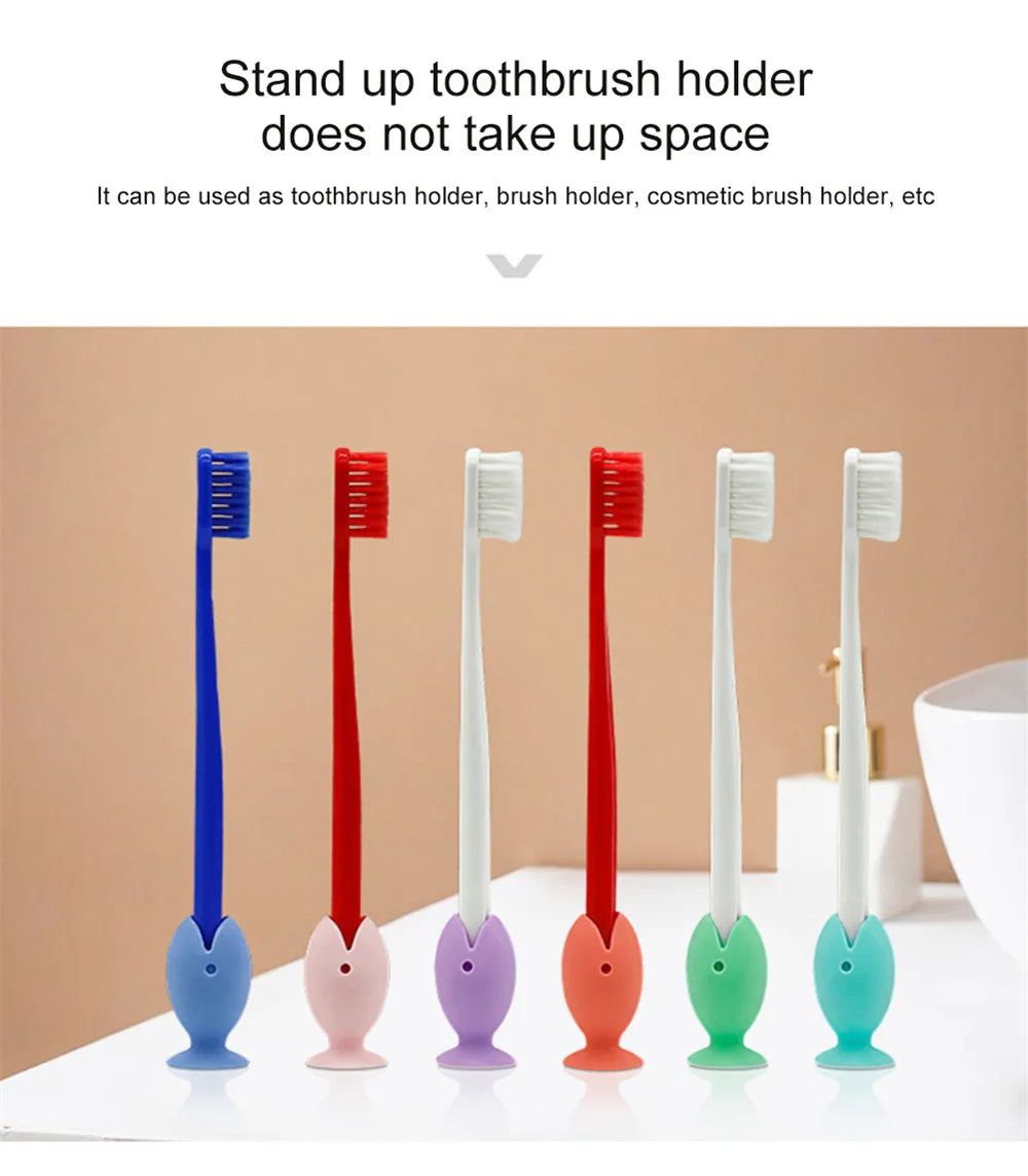 Tooth Brush Cover Caps Stand Cute Standing Portable Travel Toothbrush Head Cover Cute Fish Shape Silicone Suction Cup Toothbrush