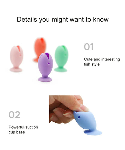 Tooth Brush Cover Caps Stand Cute Standing Portable Travel Toothbrush Head Cover Cute Fish Shape Silicone Suction Cup Toothbrush