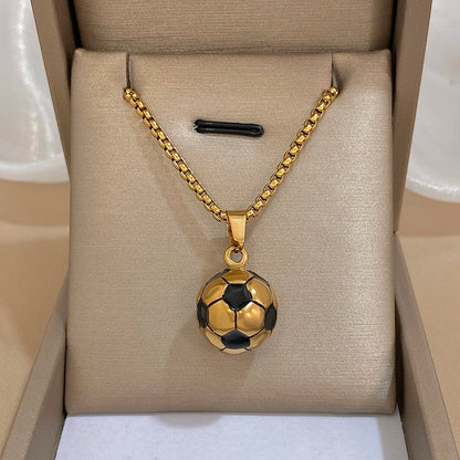 Flashbuy Stainless Steel Soccer Football Pendant Necklace for Men & Women