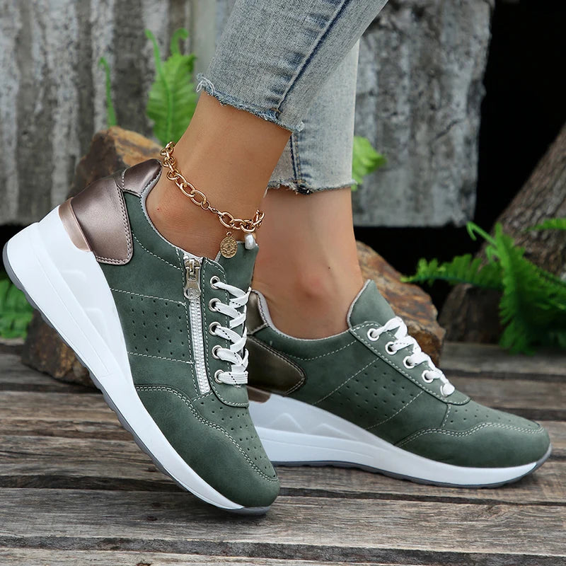 Plus Size Fashion Wedges Sneakers for Women 2025 Spring Lace Up Platform Sports Shoes Woman Lightweight Non Slip Casual Shoes