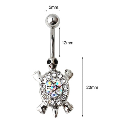 BLUELANS Rhinestone Double Cross Dangle Navel Ring – Surgical Steel Belly Button Piercing