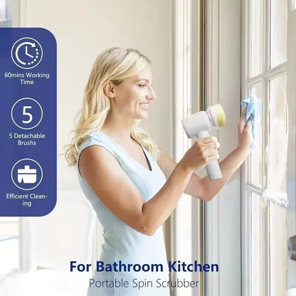 Electric Cleaning Brush Kitchen Dishwashing Brush Waterproof USB Rechargeable Automatic Handheld Cleaner Multifunction Household