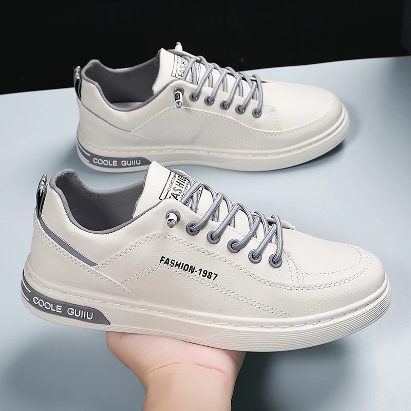 Men's Casual Leather Sneakers Waterproof Vulcanized Shoes Men Comforthable Spring Sneakers Casual Shoes zapatos altos hombre