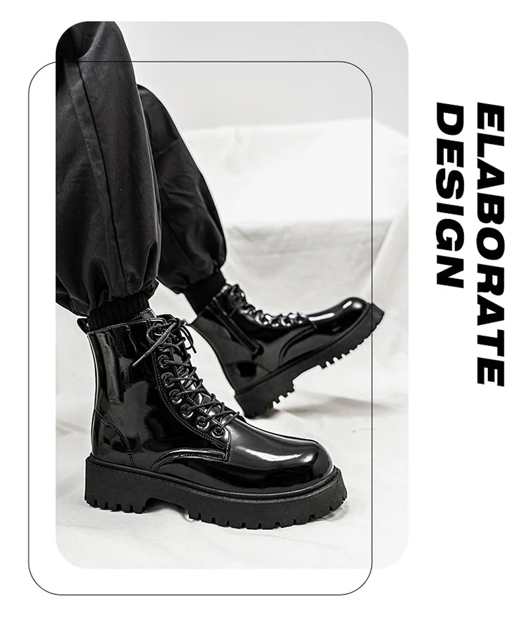 Hot Sale High Top Casual Boots Men's Shoes NewFashion Thick Bottom Motorcycle Ankle Boot for Men Winter Boots Man Shoes Lace-Up