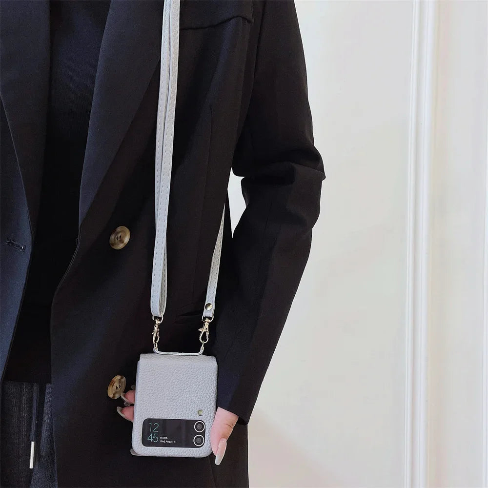 szHAIyu Crossbody PU Leather Phone Case for Samsung Galaxy Z Flip 6 5 4 3