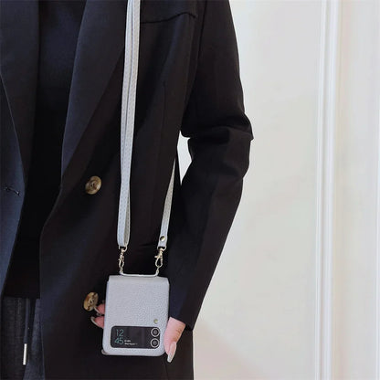 szHAIyu Crossbody PU Leather Phone Case for Samsung Galaxy Z Flip 6 5 4 3