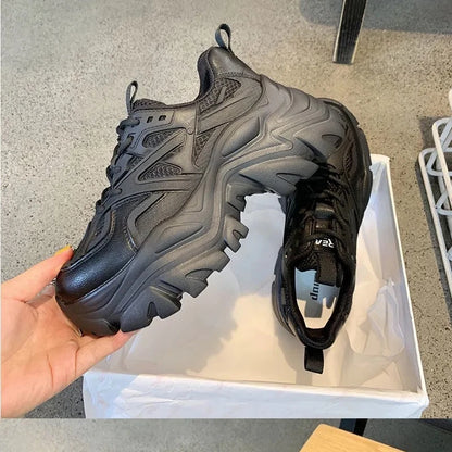 Thick Soled Sports Women's Shoes 2024 New Mesh Breathable and Versatile Height Increasing Casual Sports Vulcanized Shoes Sneaker