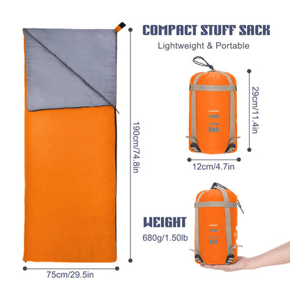 Lixada 190 * 75cm Outdoor Envelope Sleeping Bag Camping Travel Hiking Multifunction Ultra-light 680g