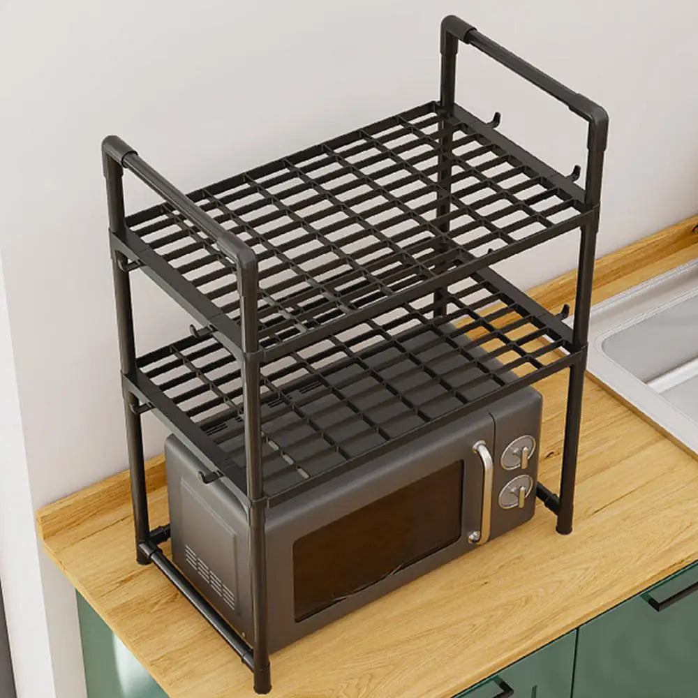 HypeHub Multi-Layer Metal Microwave Oven Rack – Adjustable Kitchen Storage