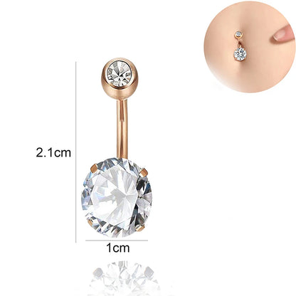 BLUELANS Rhinestone Double Cross Dangle Navel Ring – Surgical Steel Belly Button Piercing