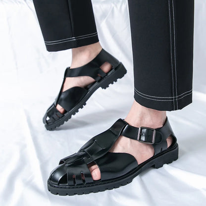 Summer Fashion New Men Gladiators Gold Buckle Platform Casual Shoes Breathable Beach Sandals Outdoor Slippers Plus Size