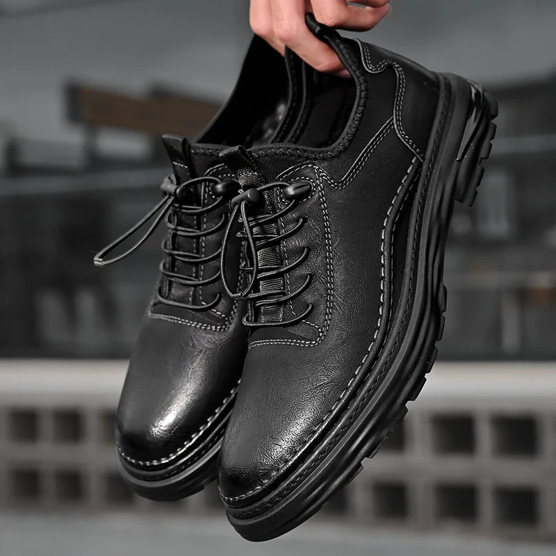 Solid Color Casual Board Shoes Versatile Trendy Sports Sneakers Fashion Lace Up Mens Oxford Shoes Retro Style Male Business Shoe