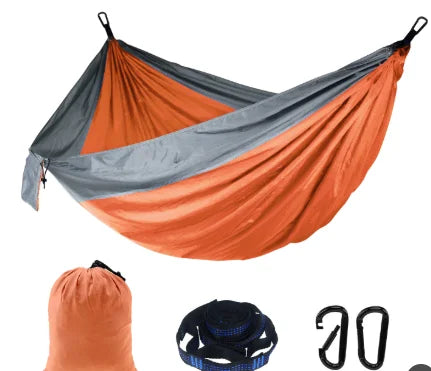 Single Person Portable Outdoor Camping Hammock With Nylon Color Matching Hammock High Strength Parachute Fabric Hanging Bed