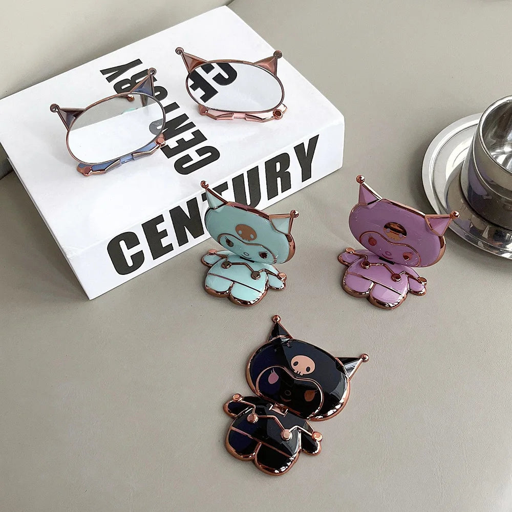 Sanrio Kuromi Phone Holder with Makeup Mirror – Rotatable Stand