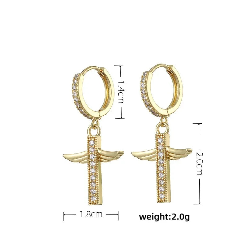 HypeHub Color Diamond Cross Hoop Earrings – American Style Ear Clip