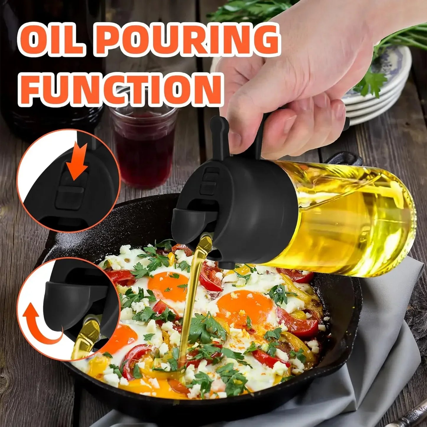 HypeHub 2-in-1 Glass Olive Oil Sprayer – Anti-Leak Cooking Mister