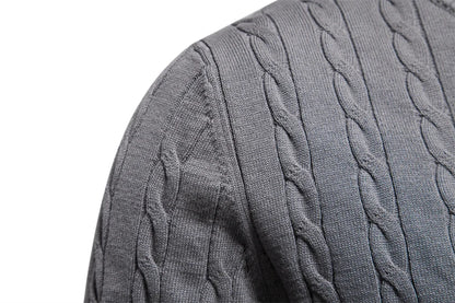 AIOPESON Mens Giraffe Embroidery Cotton Sweaters Round Neck Classic Twist Patterned Pullover Knitted Sweater for Men